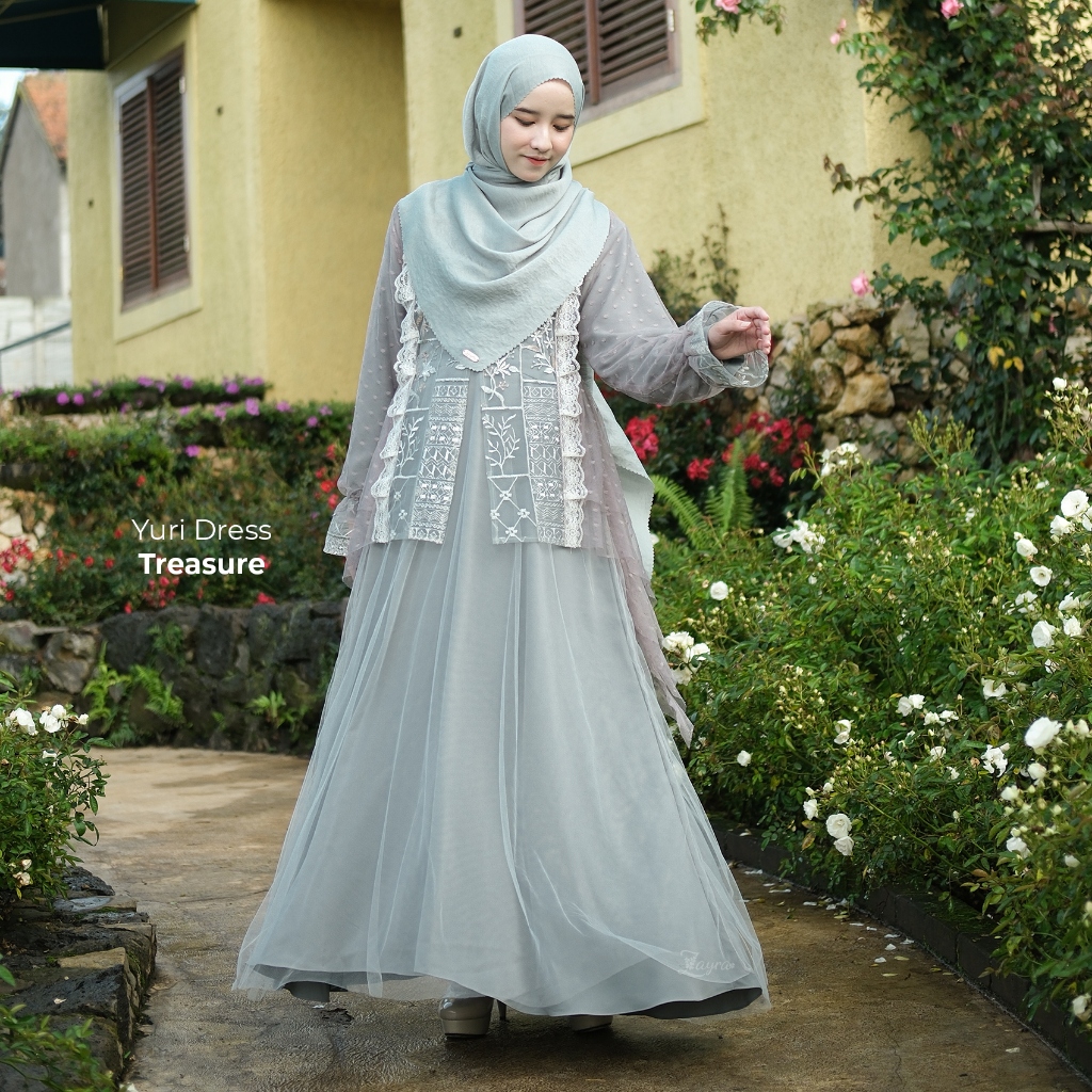 ZAYRA HIJAB | YURI DRESS | Gamis Wanita Syari Brokat Tile Kondangan Lebaran Jumbo Mewah Elegan Premium Terbaru 2025