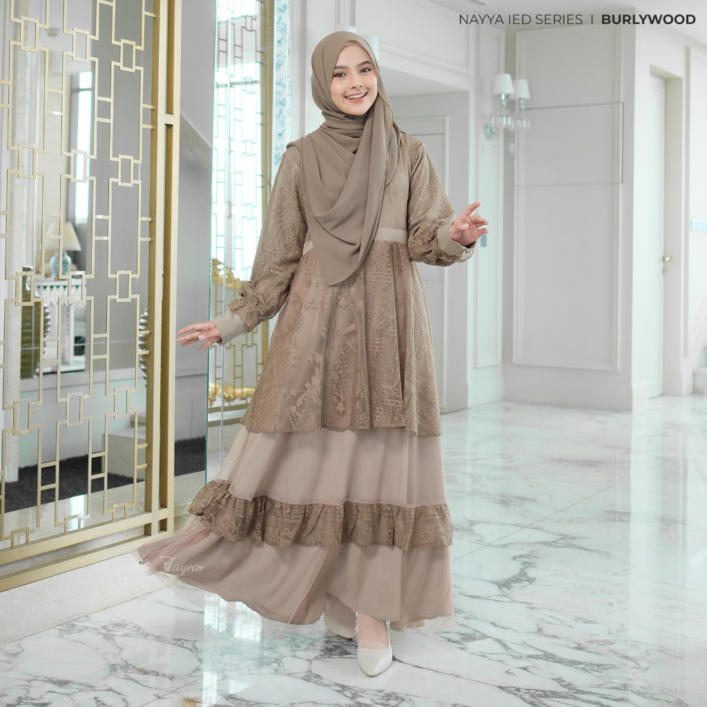 Zayra Hijab | Nayya Series A - Gamis Dewasa Wanita Brokat Lebaran Jumbo Elegan Premium Terbaru 2025