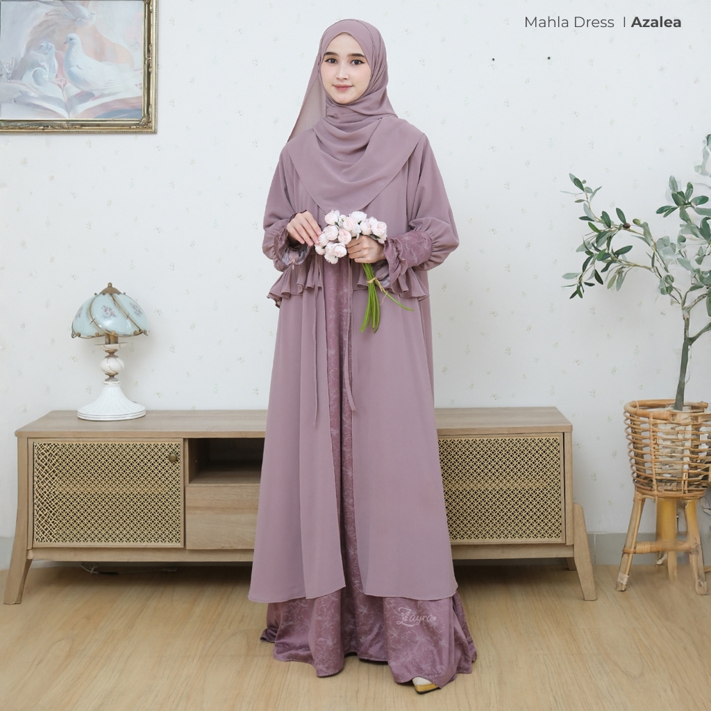 ZAYRA HIJAB | MAHLA DRESS | - Eid Series Premium | Gamis Jumbo Syari Silk Ceruti Babydoll Premium Lebaran Terbaru 2025
