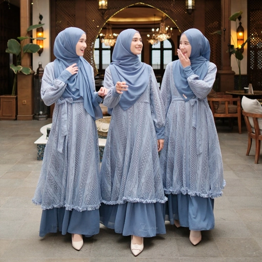 Image of ZAYRA HIJAB | Lovely Dress - Gamis Wanita Syari Brokat Kondangan Lebaran Jumbo Elegan Terbaru 2025