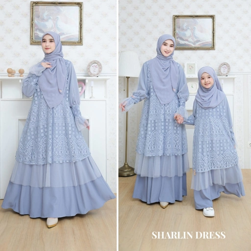 Image of Zayra Hijab | Sharlin Mom & Kids - Gamis Dewasa Ibu Anak Perempuan Terbaru Couple Premium 2025
