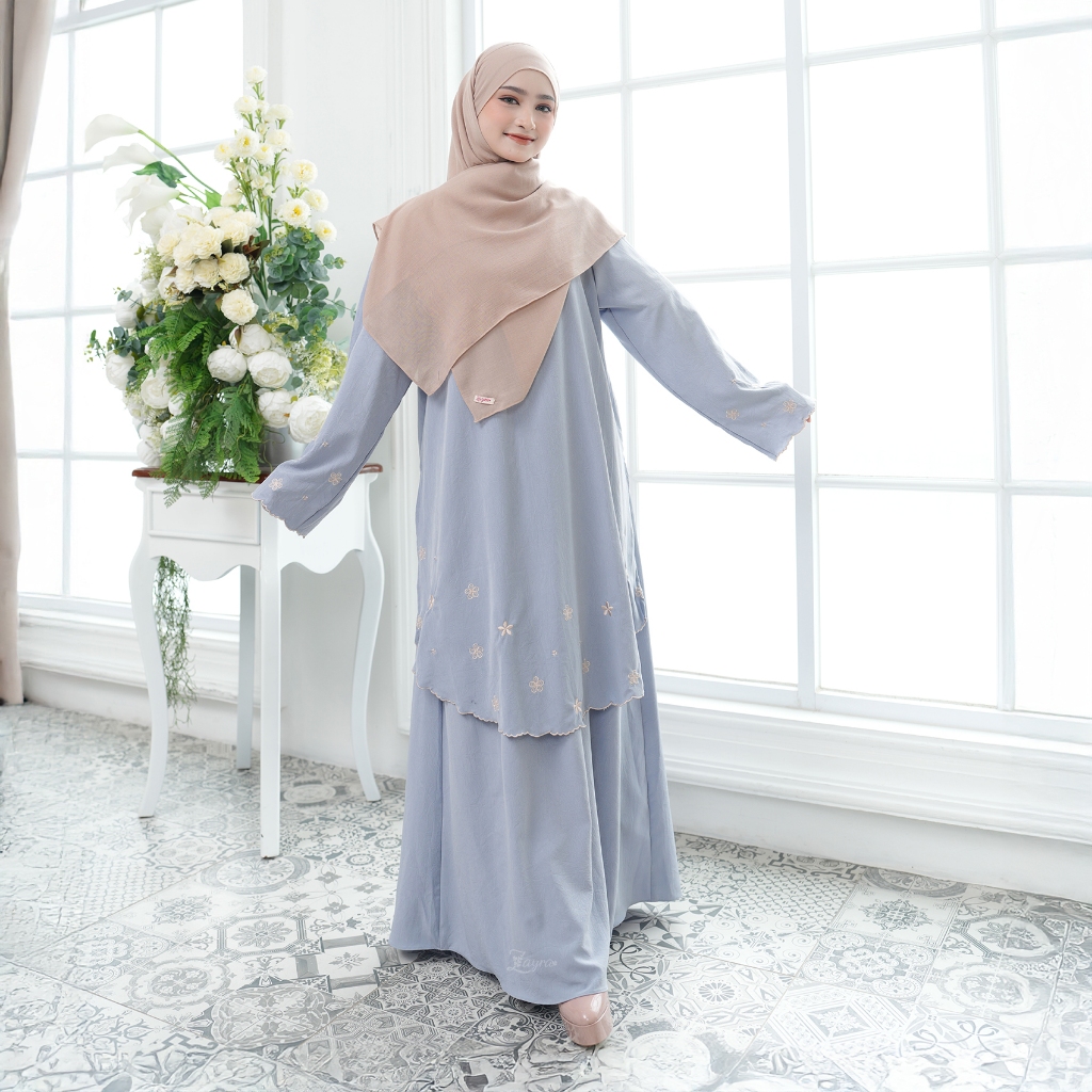 Zayra Hijab | Yasmina - One Set Kurung Melayu Setelan Baju Wanita Borir Premium Terbaru 2025