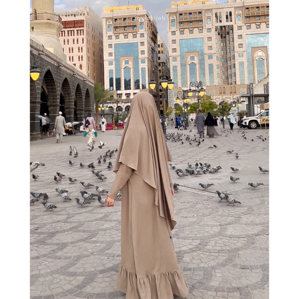 ZAYRA HIJAB | MEDINA ABAYA | Dress Gamis Abaya Umroh dan Haji Wanita Premium Set Jilbab Hijab French Khimar Umroh Outfit Gift
