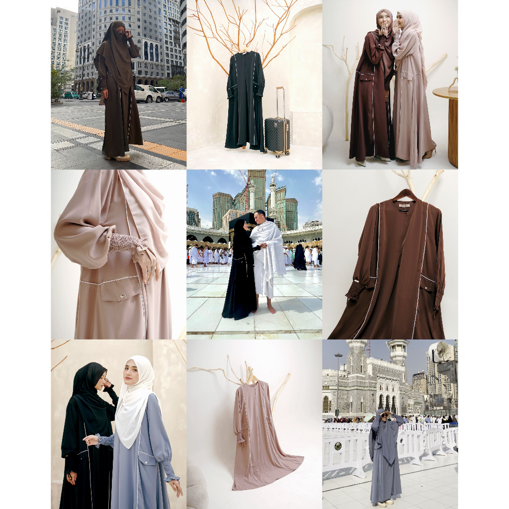 ZAYRA HIJAB | MECCA ABAYA | Dress Gamis Abaya Umroh dan Haji Wanita Premium Set Jilbab Hijab French Khimar Umroh Outfit Gift