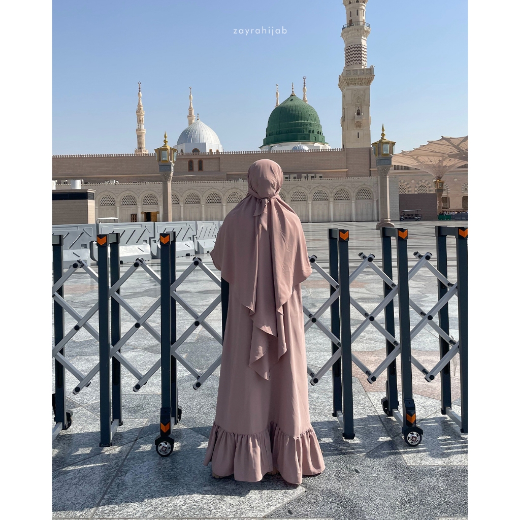 ZAYRA HIJAB | MEDINA ABAYA | Dress Gamis Abaya Umroh dan Haji Wanita Premium Set Jilbab Hijab French Khimar Umroh Outfit Gift