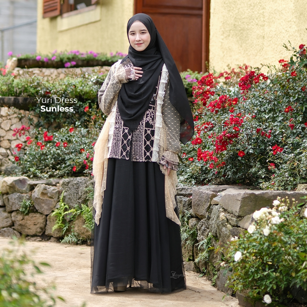ZAYRA HIJAB | YURI DRESS | Gamis Wanita Syari Brokat Tile Kondangan Lebaran Jumbo Mewah Elegan Premium Terbaru 2025
