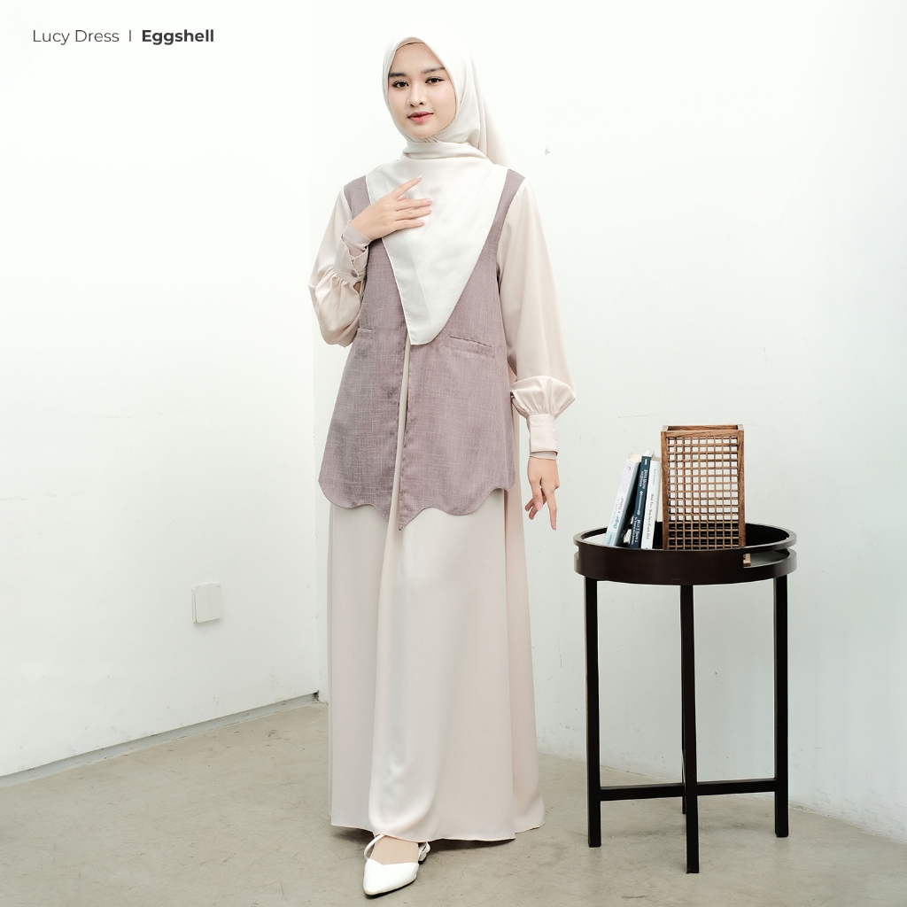 Zayra Hijab | Lucy - Gamis Wanita Dress Feminine Style Casual Smart Look Preppy Daily Rompi Premium