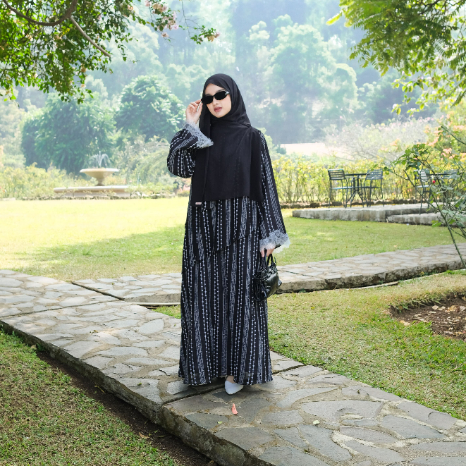 Zayra Hijab | Lily - Dress Tencel Floral Victorian Coquette Abaya Feminine Style Casual Full Bordir Lace Premium