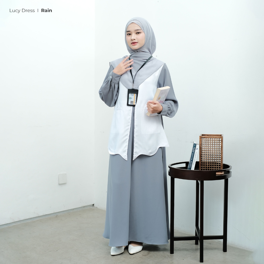 Zayra Hijab | Lucy - Gamis Wanita Dress Feminine Style Casual Smart Look Preppy Daily Rompi Premium