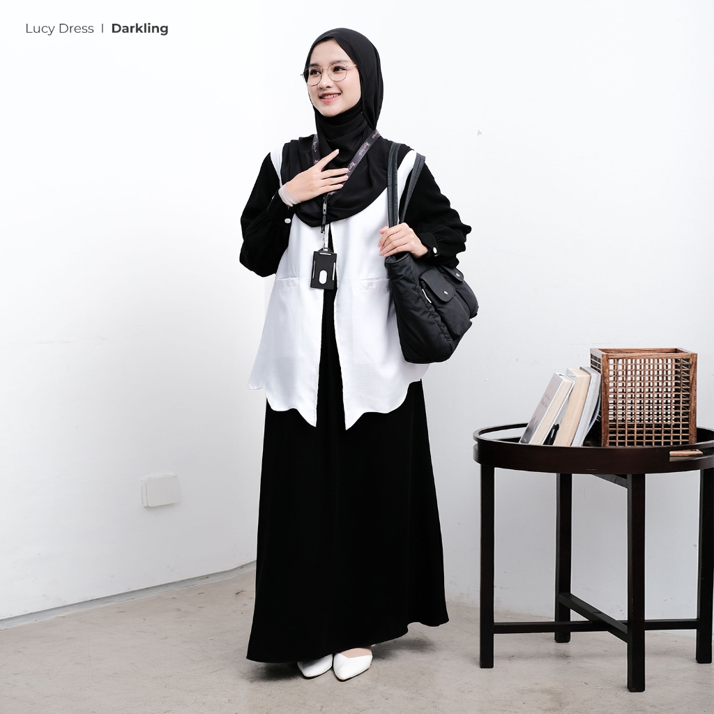 Zayra Hijab | Lucy - Gamis Wanita Dress Feminine Style Casual Smart Look Preppy Daily Rompi Premium