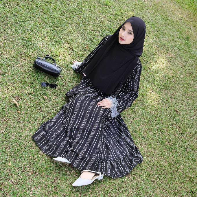 Zayra Hijab | Lily - Dress Tencel Floral Victorian Coquette Abaya Feminine Style Casual Full Bordir Lace Premium