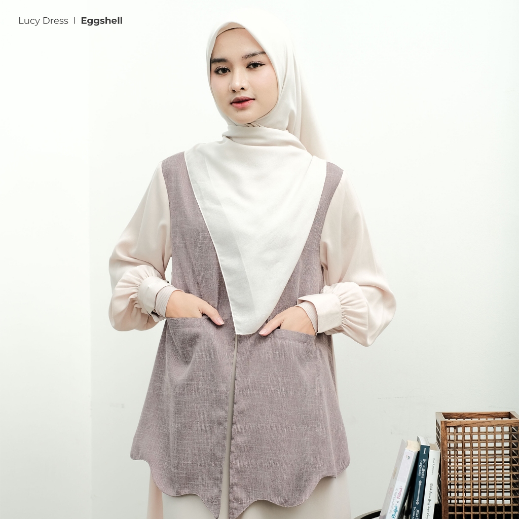 Zayra Hijab | Lucy - Gamis Wanita Dress Feminine Style Casual Smart Look Preppy Daily Rompi Premium