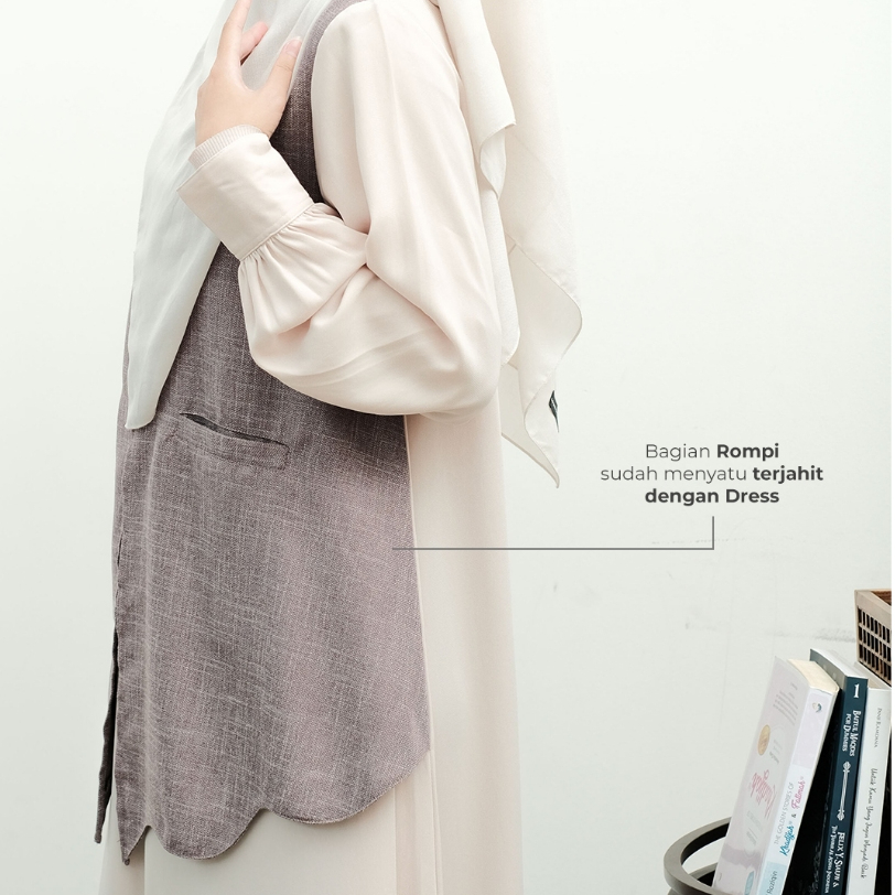 Zayra Hijab | Lucy - Gamis Wanita Dress Feminine Style Casual Smart Look Preppy Daily Rompi Premium