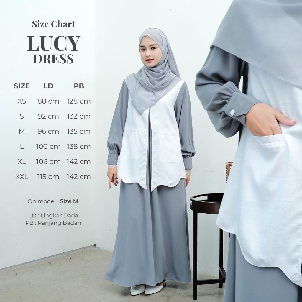 Zayra Hijab | Lucy - Gamis Wanita Dress Feminine Style Casual Smart Look Preppy Daily Rompi Premium