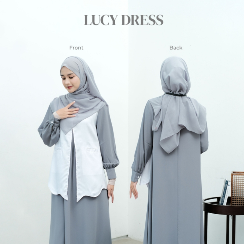 Zayra Hijab | Lucy - Gamis Wanita Dress Feminine Style Casual Smart Look Preppy Daily Rompi Premium