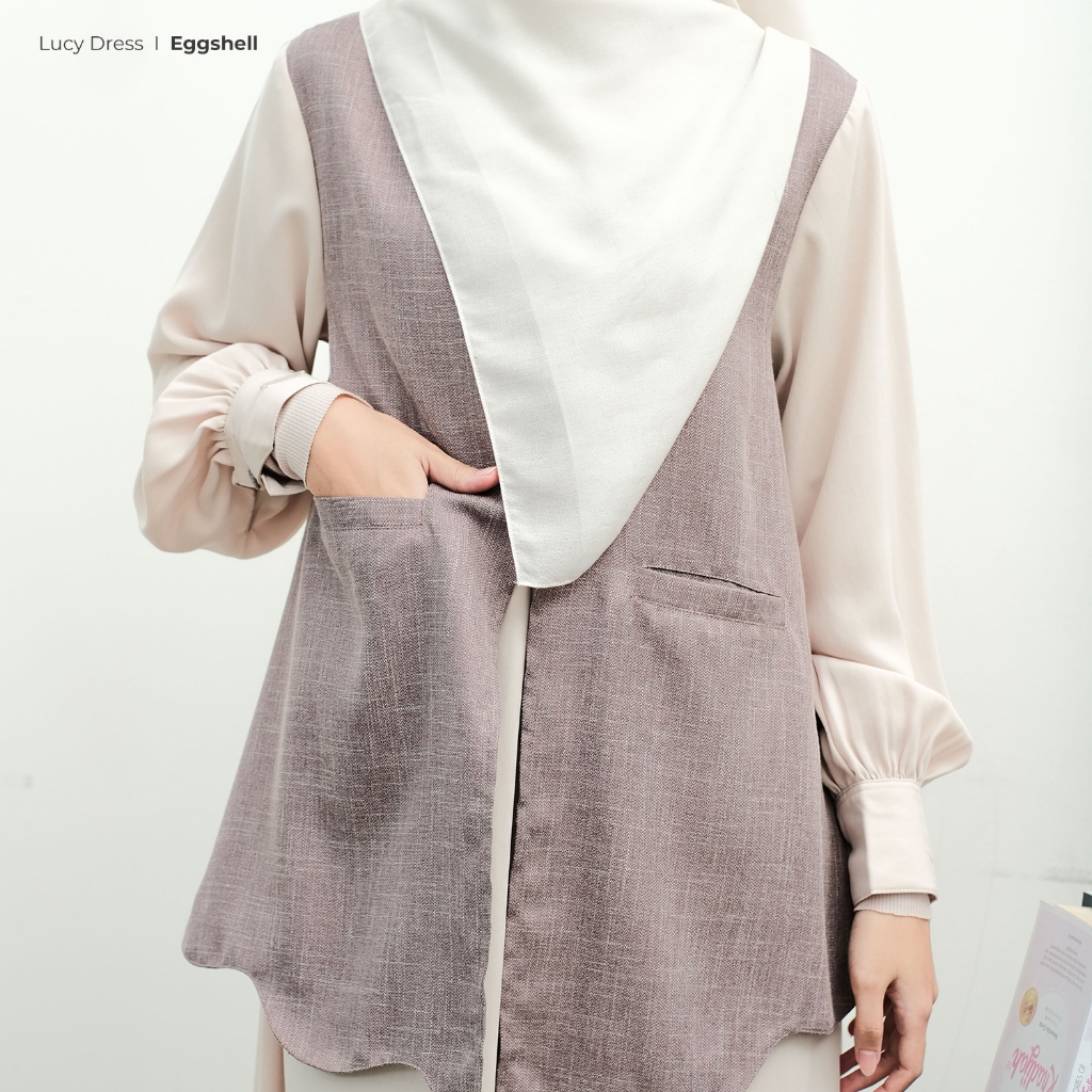 Zayra Hijab | Lucy - Gamis Wanita Dress Feminine Style Casual Smart Look Preppy Daily Rompi Premium