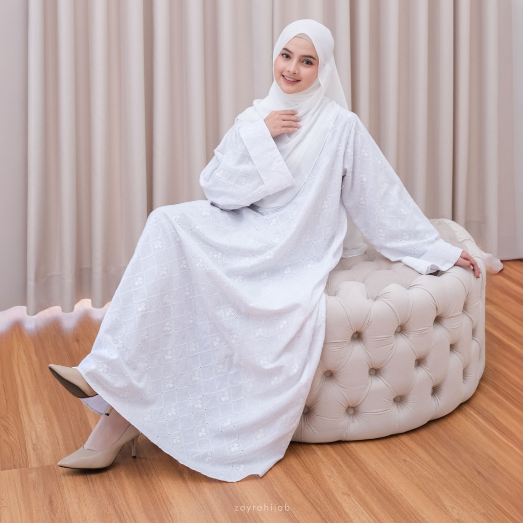 Zayra Hijab | Rasha - Abaya Wanita Dress Feminine Style Casual Full Bordir Floral Daily Chic Premium