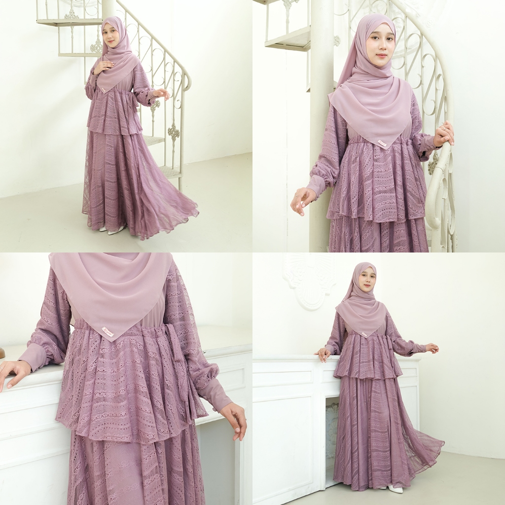 Zayra Hijab | Serina - Dress Gamis Dewasa Brukat Lace Premium Lebaran 2026