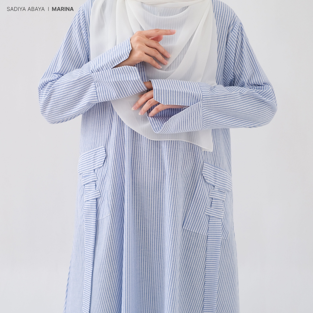 Zayra Hijab | Sadiya - Abaya Salur Dress Wanita Line Stripe Pastel Gamis Muslimah Garis Premium Jumbo