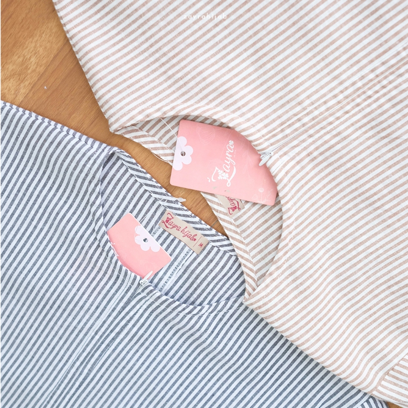 Zayra Hijab | Sadiya - Abaya Salur Dress Wanita Line Stripe Pastel Gamis Muslimah Garis Premium Jumbo
