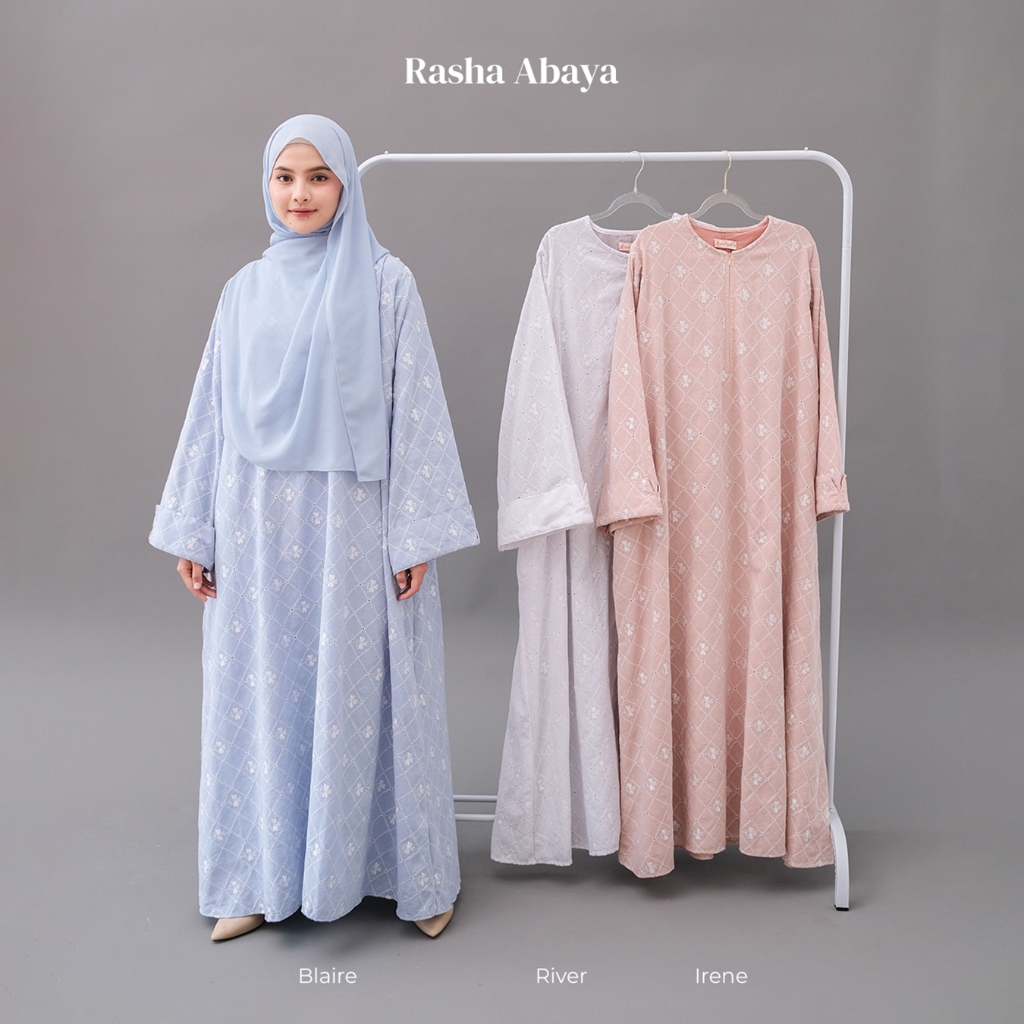 Zayra Hijab | Rasha - Abaya Wanita Dress Feminine Style Casual Full Bordir Floral Daily Chic Premium