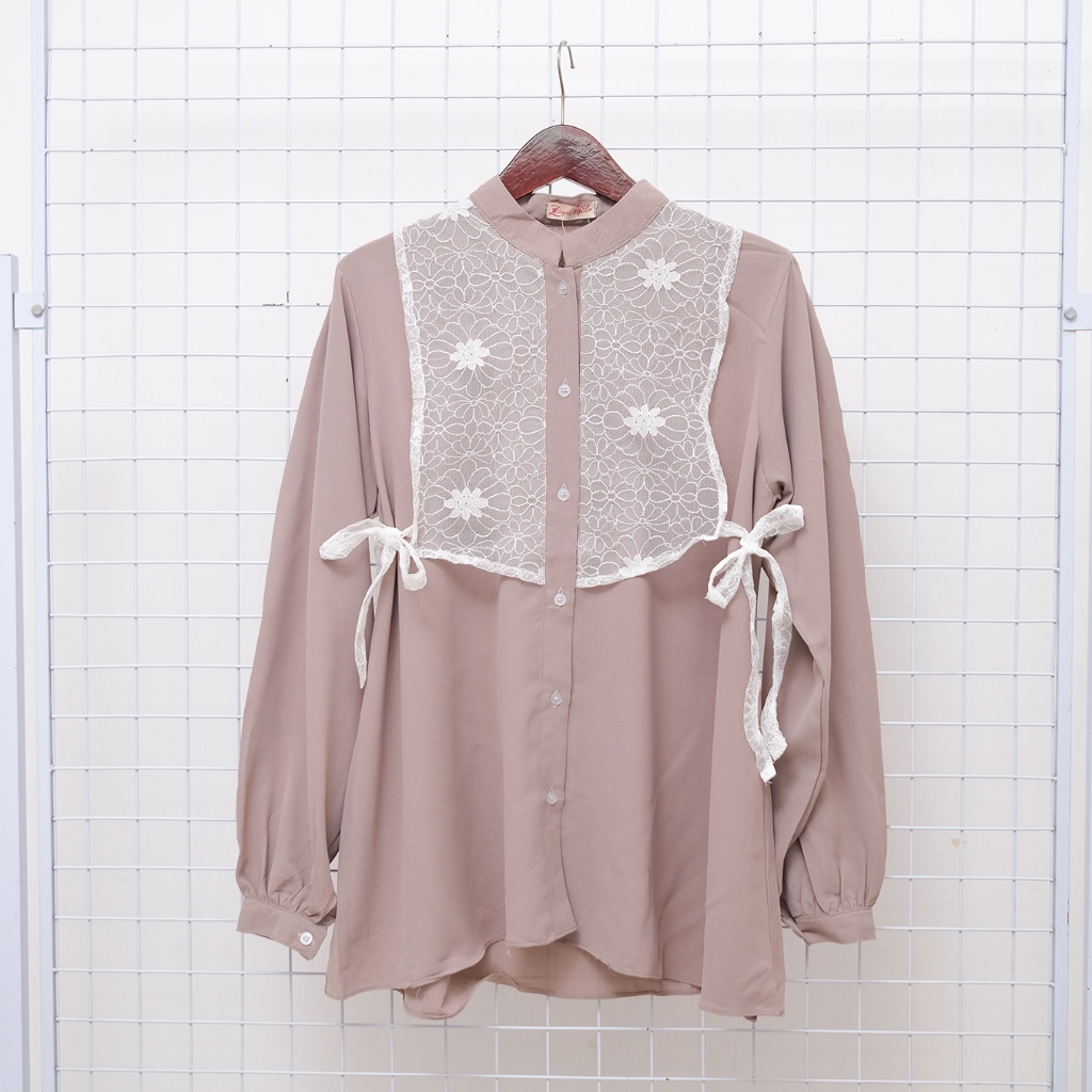 Zayra Hijab | Blouse - Baju Atasan Wanita Kemeja Lengan Panjang Lace Floral All Size