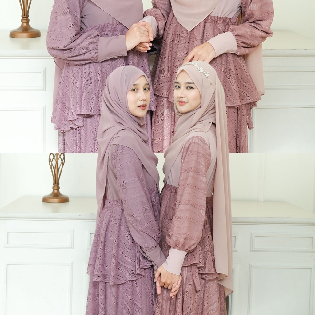 Zayra Hijab | Serina - Dress Gamis Dewasa Brukat Lace Premium Lebaran 2026
