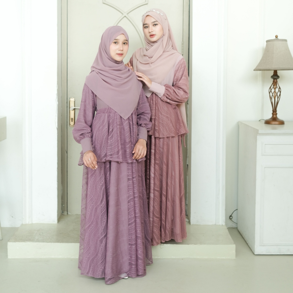 Zayra Hijab | Serina - Dress Gamis Dewasa Brukat Lace Premium Lebaran 2026