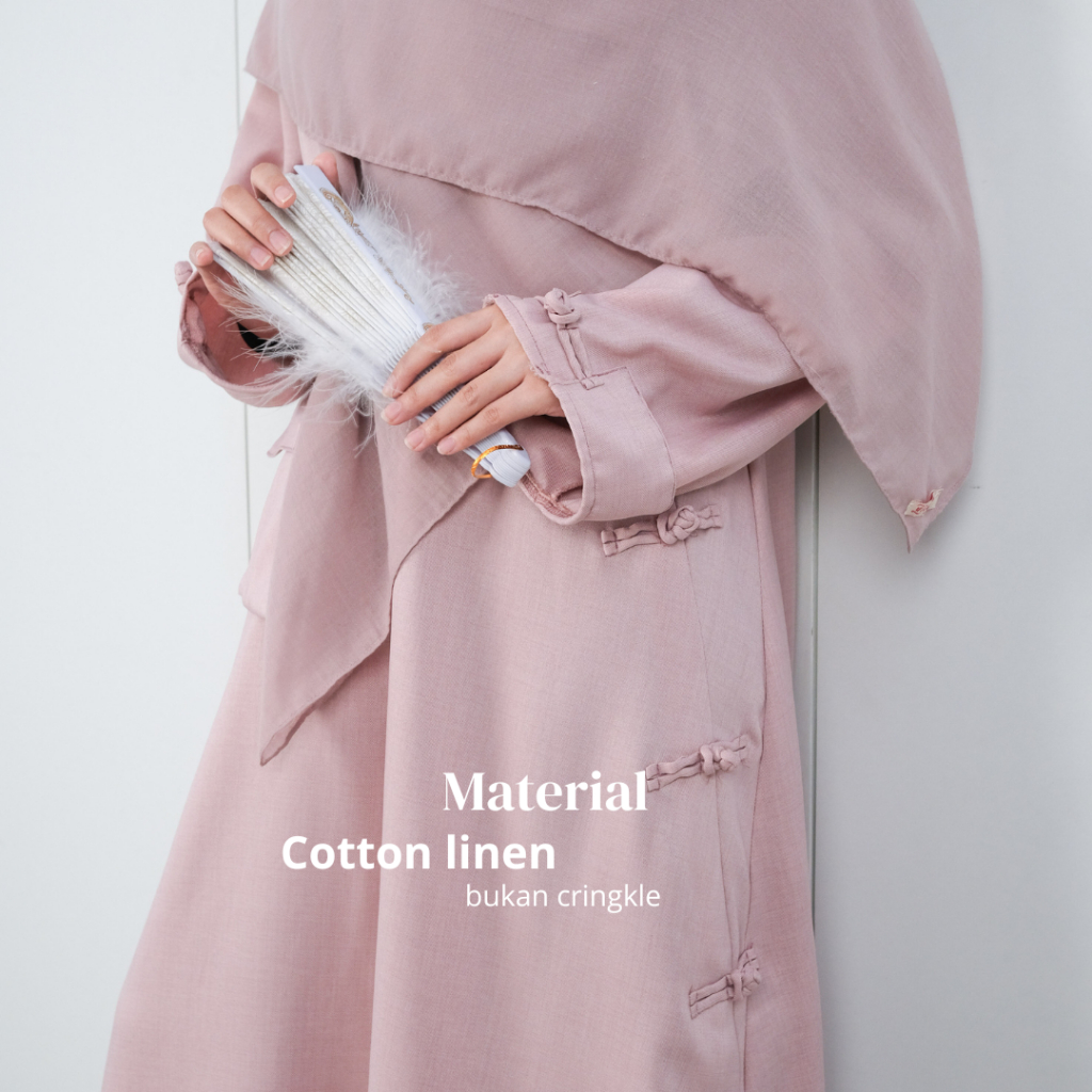 Zayra Hijab | Yujin Cheongsam - Dress Korean Style Hijab Feminine Look Wanita Gamis Linen Kekinian Casual Premium