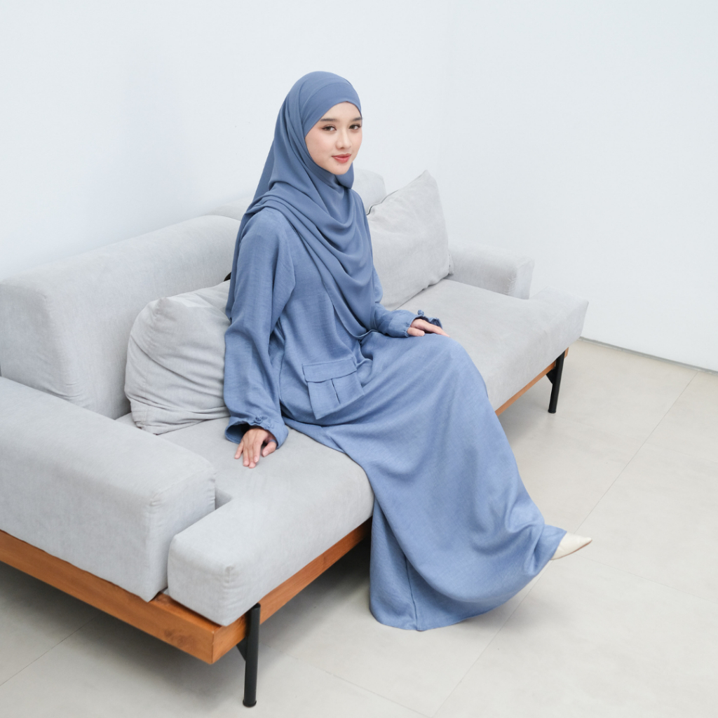 Zayra Hijab | Yujin Cheongsam - Dress Korean Style Hijab Feminine Look Wanita Gamis Linen Kekinian Casual Premium