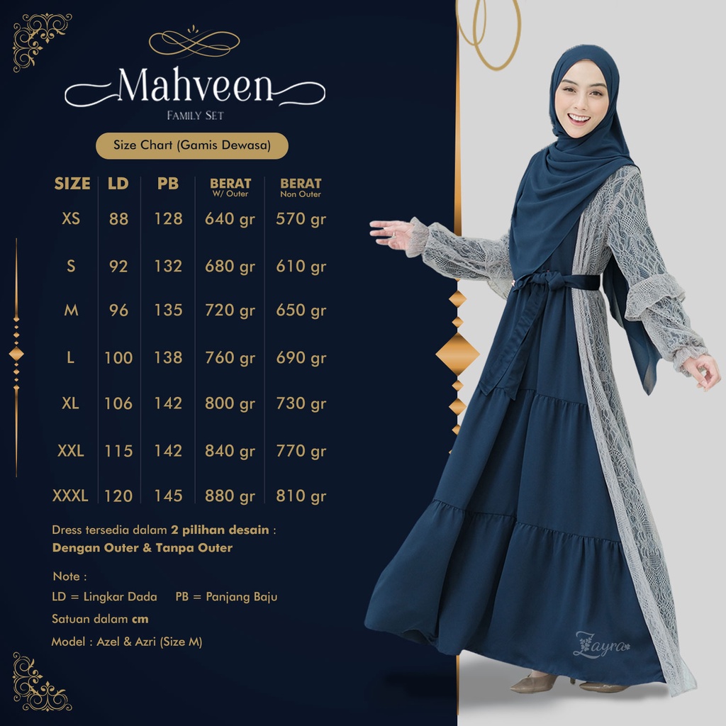 ZAYRA HIJAB | GAMIS DEWASA MAHVEEN NON OUTER | Baju Couple Pasangan Keluarga Kondangan Lebaran Kekinian Premium Jumbo Mewah Elegan Terbaru 2025