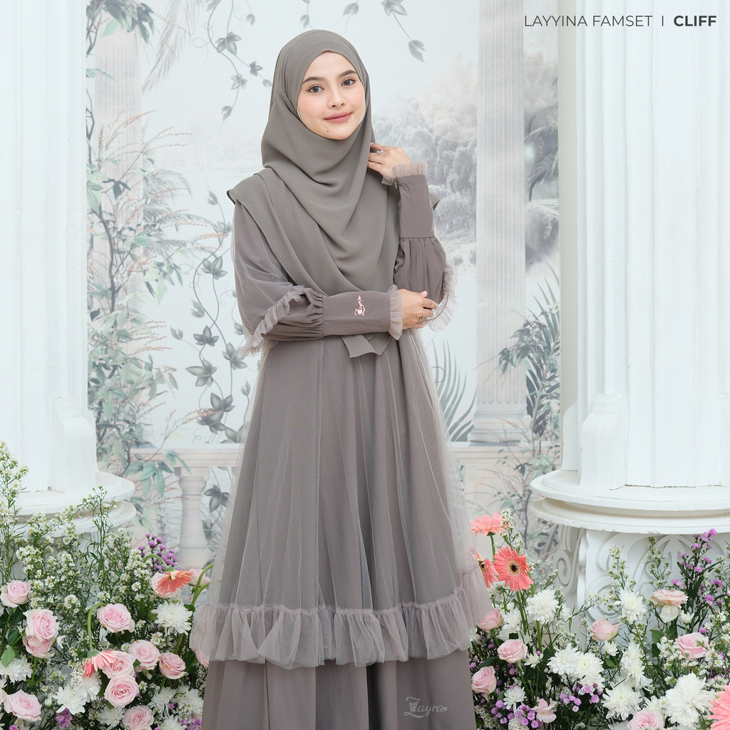 Zayra Hijab - Layyina Series - Khimar Dewasa French Instan Hijab Pashmina Syar'i Ceruti Babydoll
