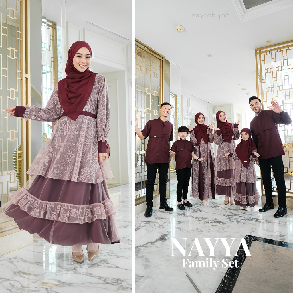 Zayra Hijab | Nayya Series A - Gamis Dewasa Wanita Brokat Lebaran Jumbo Elegan Premium Terbaru 2025
