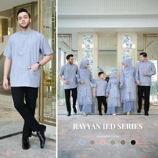 Image of Zayra Hijab | Rayyan Series - Koko Pria Lengan Pendek - Sarimbit Lebaran Premium Jumbo Terbaru 2025