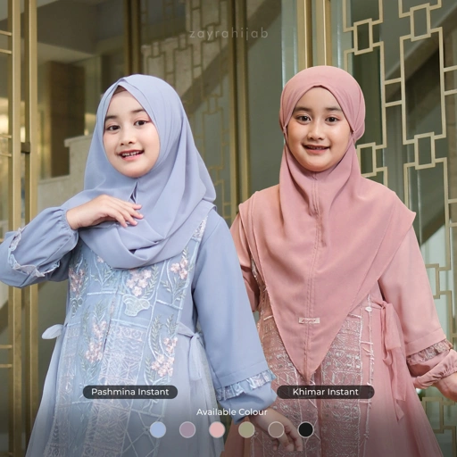 Image of Zayra Hijab | Rayyan Series - Khimar Instan Anak Perempuan Pashmina Jumbo Ceruti Babydoll Premium
