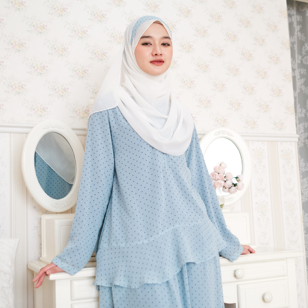 Zayra Hijab | Aruna - Setelan Wanita One Set Trumpet Skirt Blouse Ruffle Babydoll Polkadot Premium Terbaru Free Bando Polka