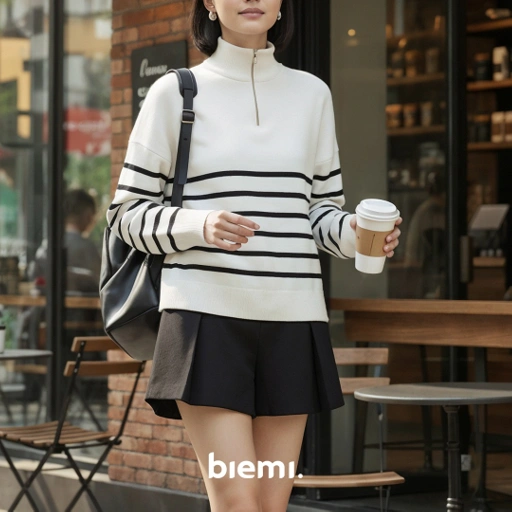 Image of Polar Stripe Zip Sweater