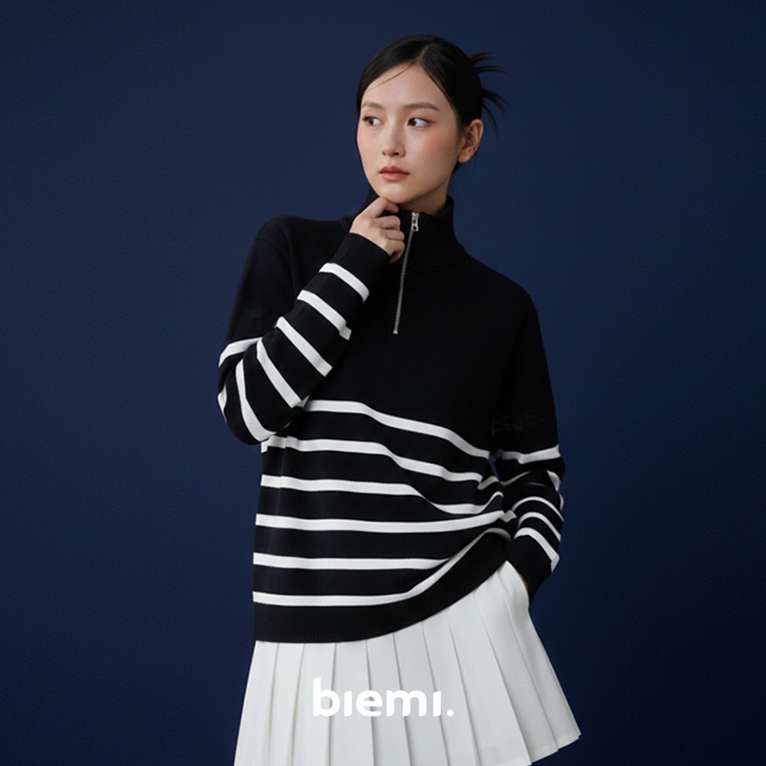 Polar Stripe Zip Sweater