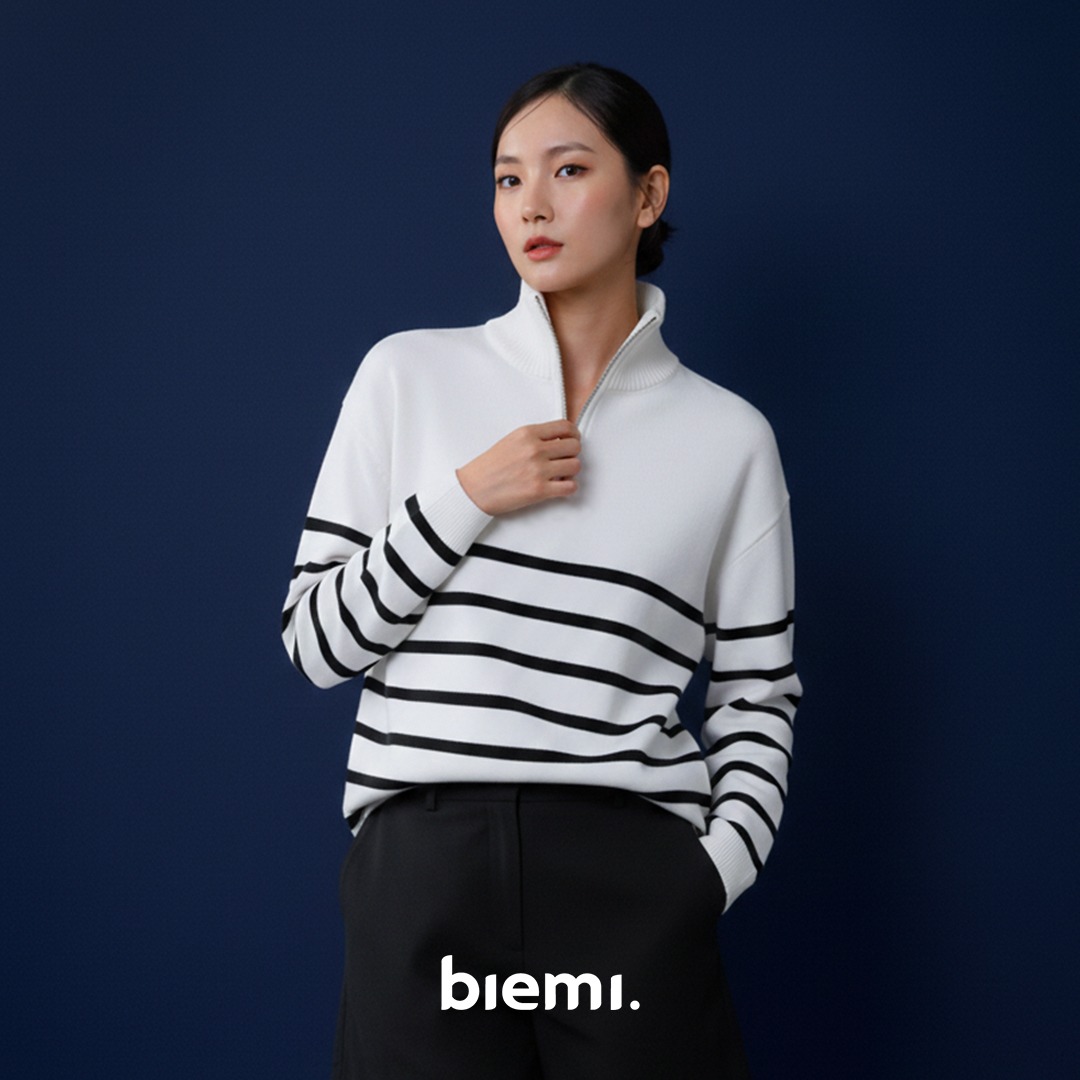 Polar Stripe Zip Sweater