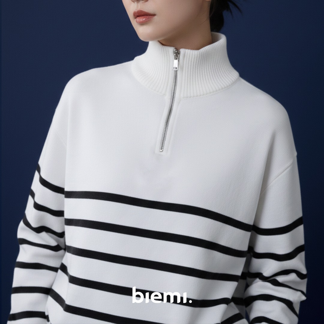 Polar Stripe Zip Sweater