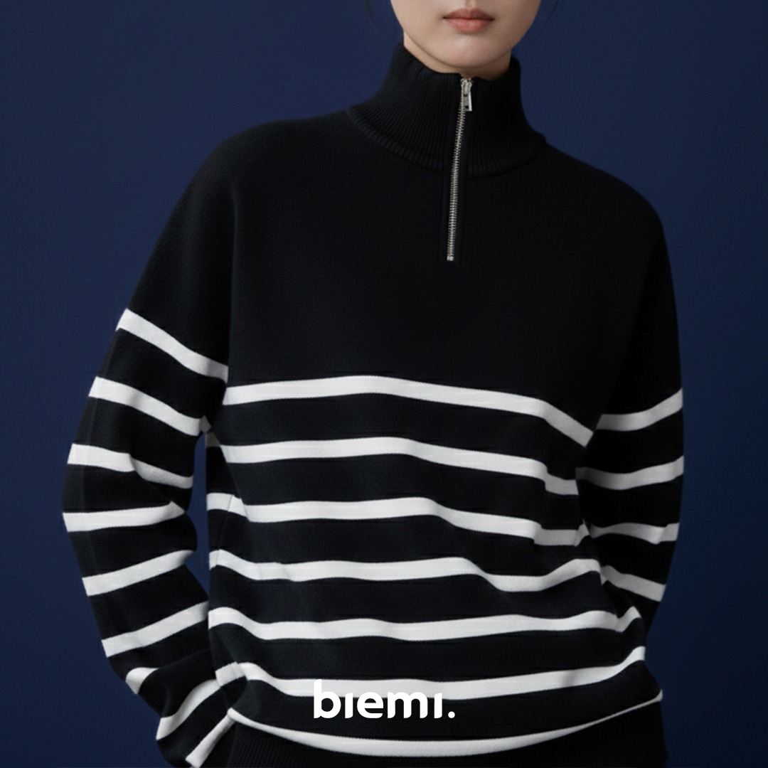 Polar Stripe Zip Sweater
