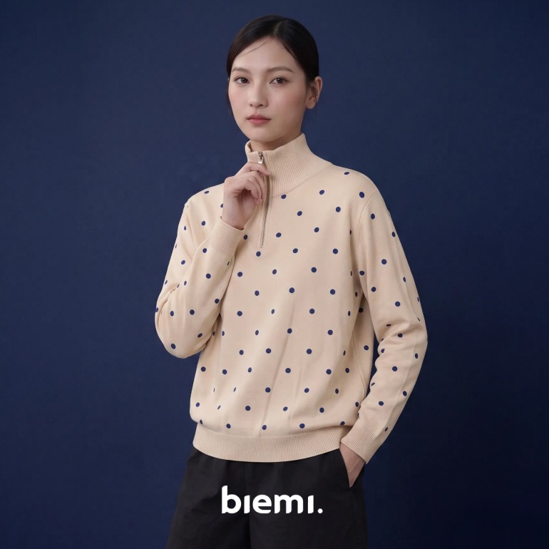 Polka Zip Sweater