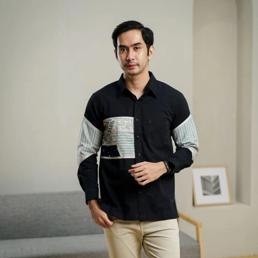 Image of NEU MEN  Kemeja Pria Baskara Shirt Long Kemeja Pria Lengan Panjang Bahan Linen batik