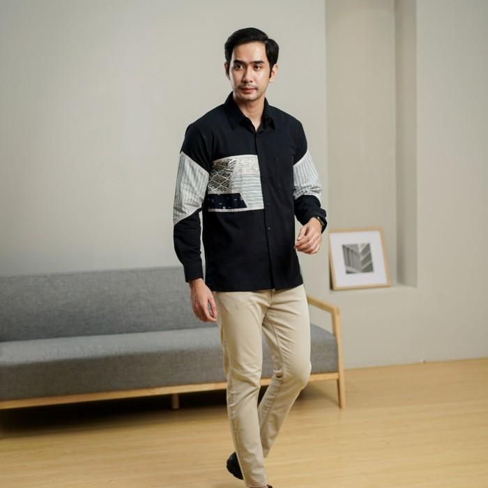 NEU MEN Kemeja Pria Baskara Shirt Long Kemeja Pria Lengan Panjang Bahan Linen batik