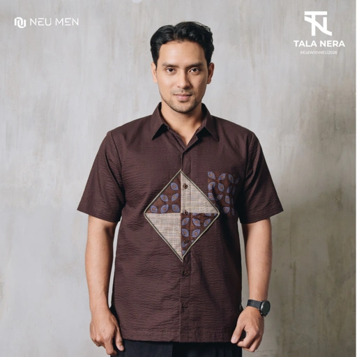 Image of NEU MEN  Kemeja Pria Nala Shirt  Kemeja Pria Bahan Katun Bubble Premium