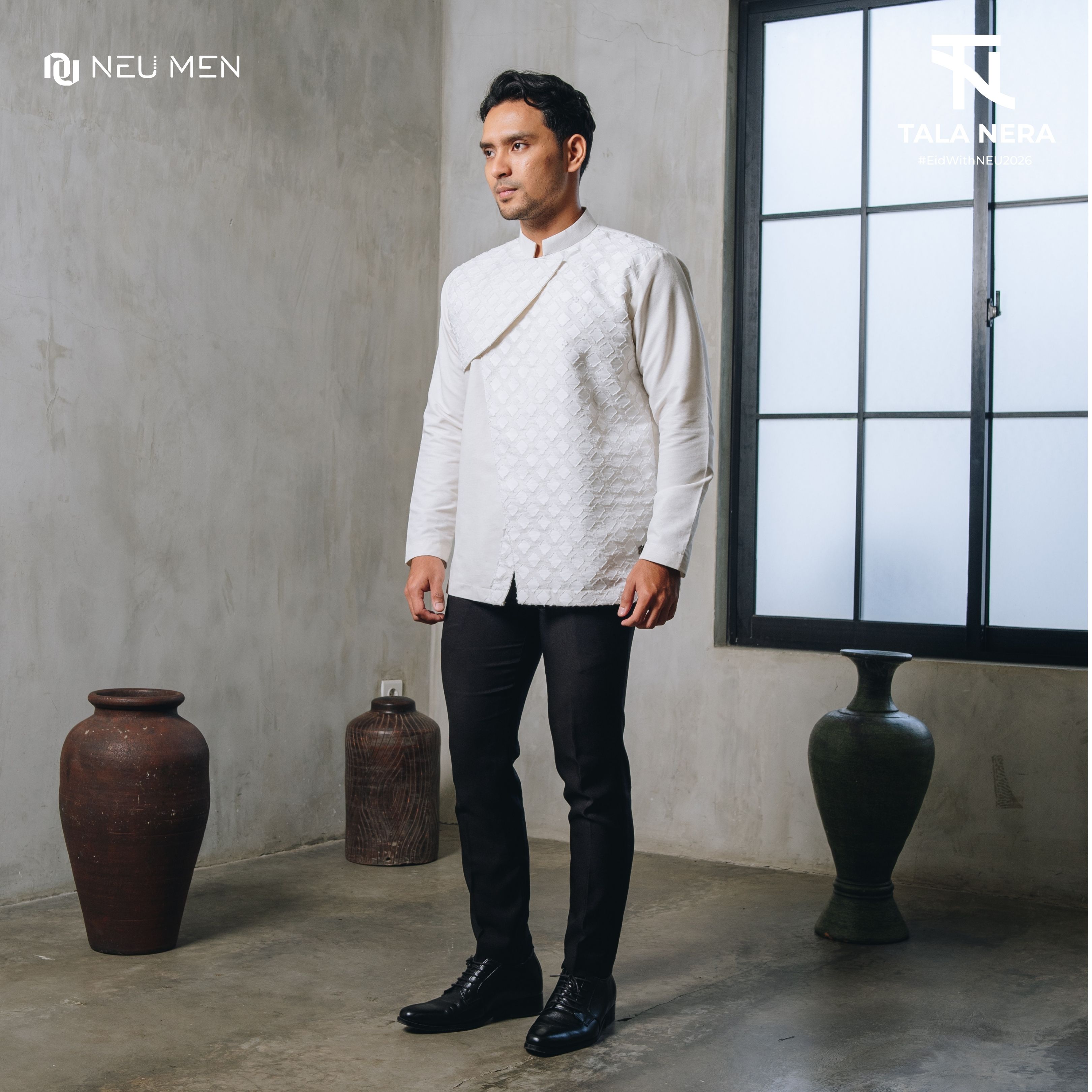 NEU MEN Kemeja Pria Satra Shirt Kemeja Lengan Panjang Pria Premium