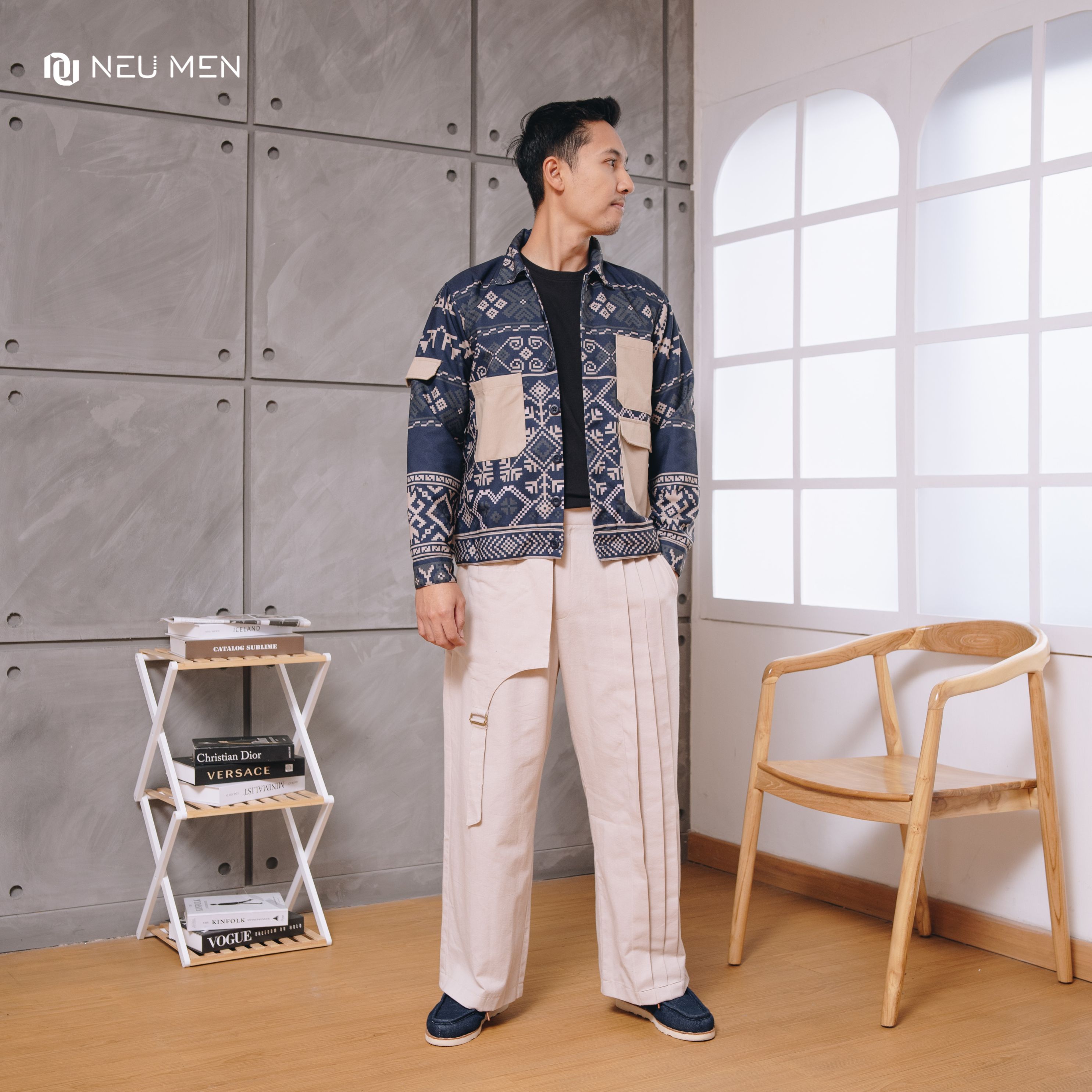 NEU MEN Jacket Pria Kulawarga Jacket Navy Jaket Pria Bahan Canvas Printing Premium