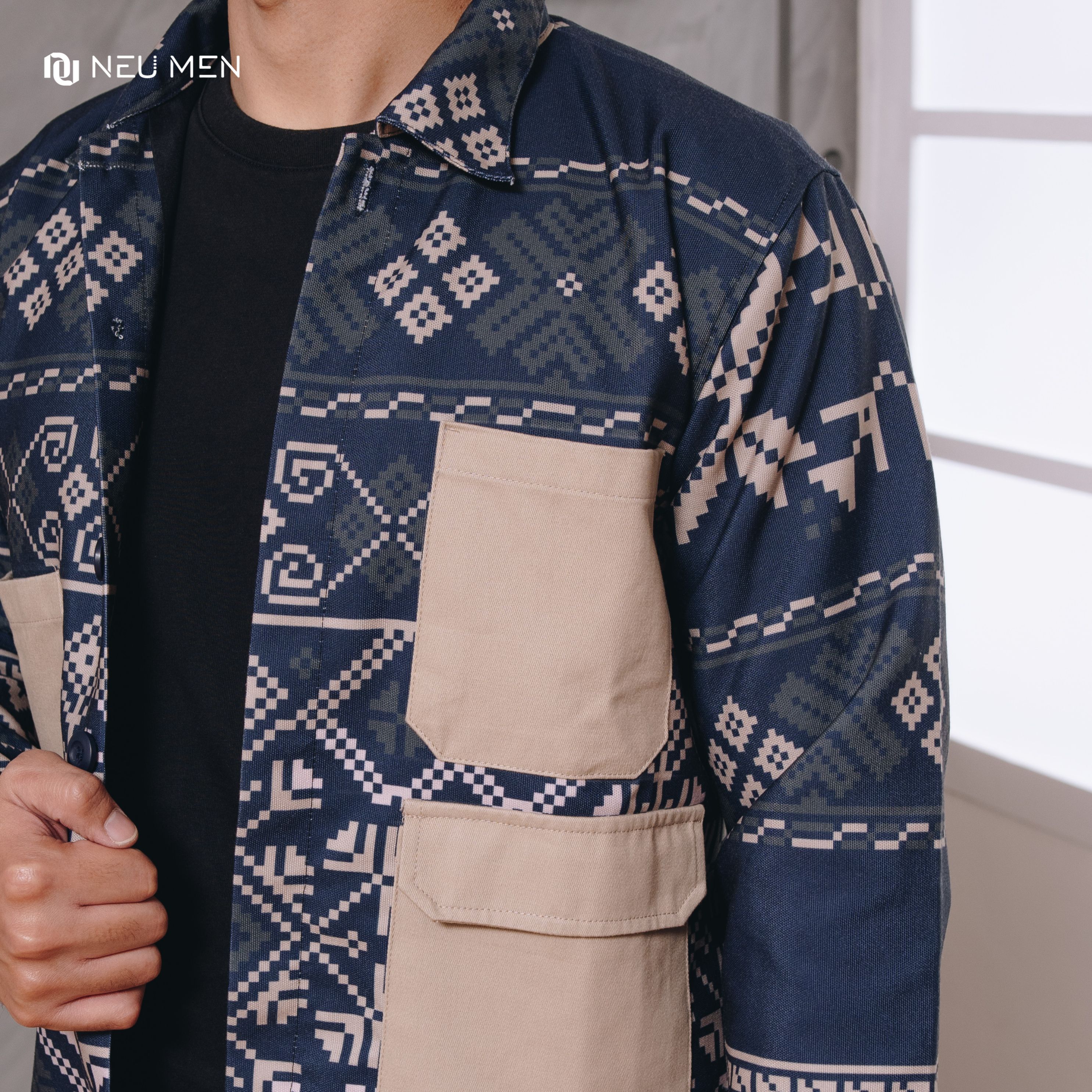 NEU MEN Jacket Pria Kulawarga Jacket Navy Jaket Pria Bahan Canvas Printing Premium