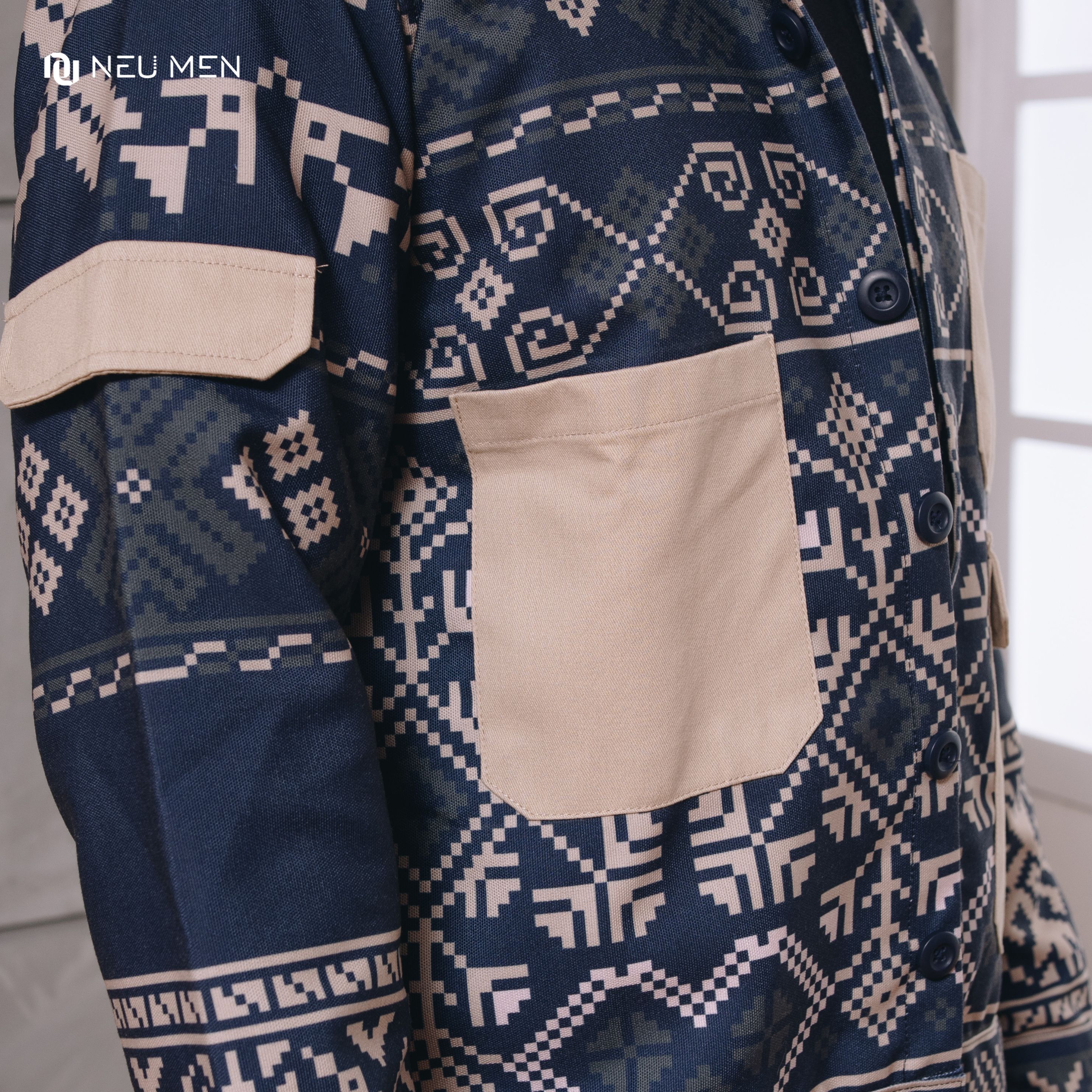 NEU MEN Jacket Pria Kulawarga Jacket Navy Jaket Pria Bahan Canvas Printing Premium