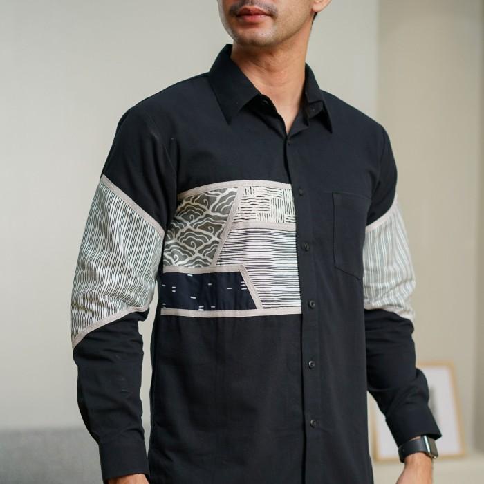 NEU MEN Kemeja Pria Baskara Shirt Long Kemeja Pria Lengan Panjang Bahan Linen batik